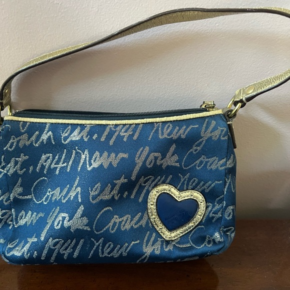 Coach Handbags - Coach Blue and Silver Heart Accent Shoulder Bag